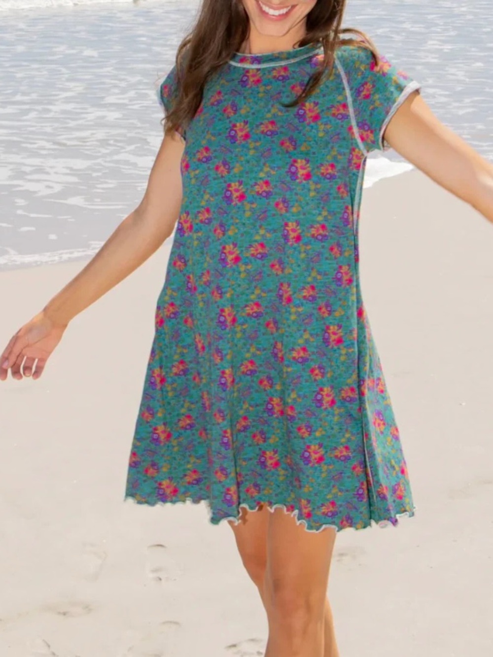 Natural Life Lily Knit Cotton Tee Dress Style
Turquoise Floral Medallions